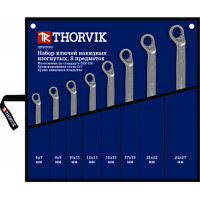 Набор ключей гаечных накидных изогнутых 6-27мм, 8 предметов, в сумке, THORVIK